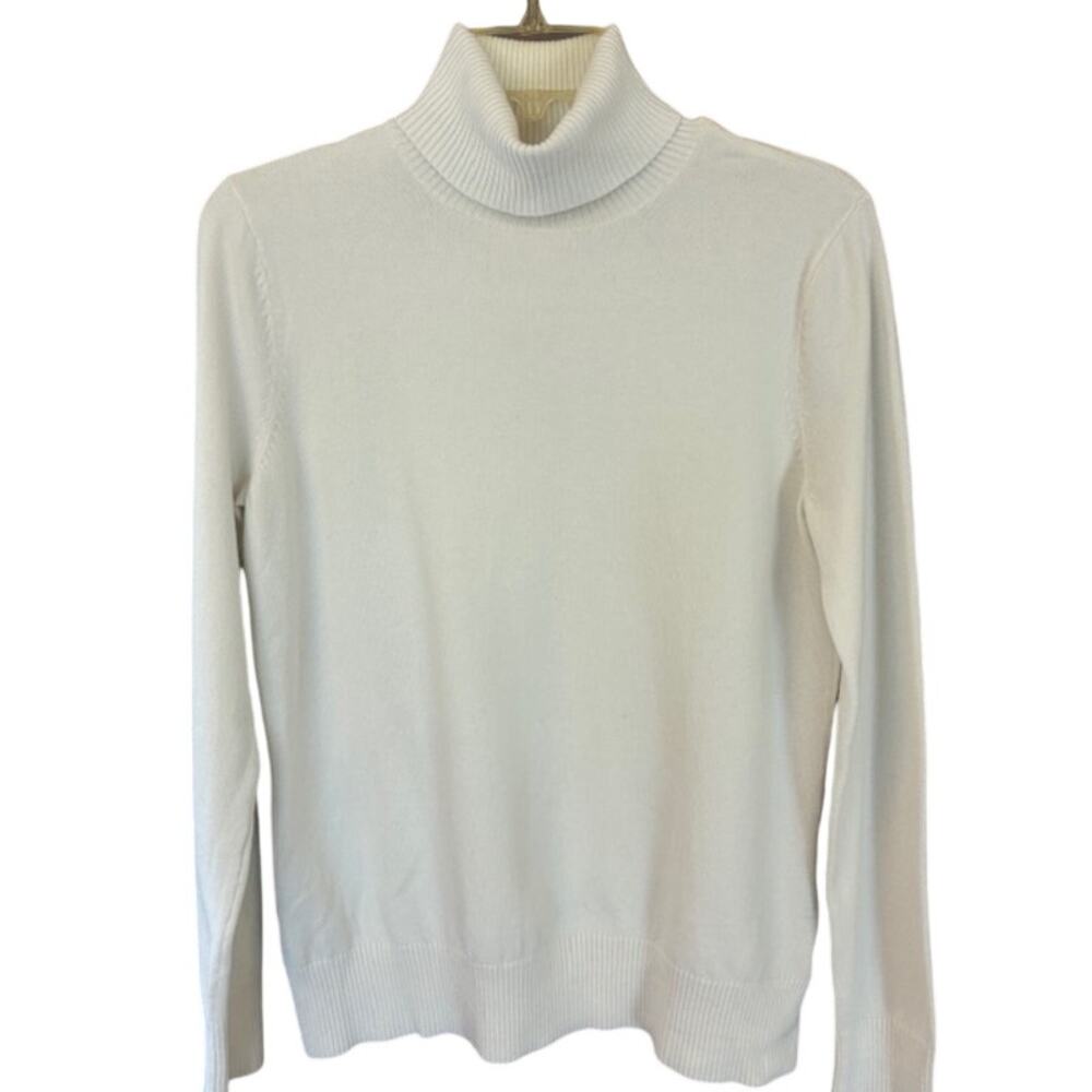 Merona Cream Turtleneck Sweater Fine-Knit XL Rayon Blend